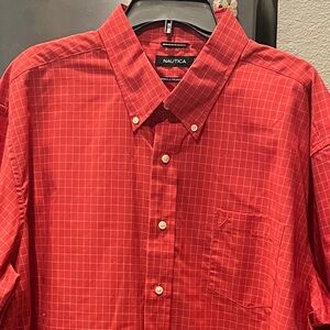 Nautica Red Checkered Men's Shirt